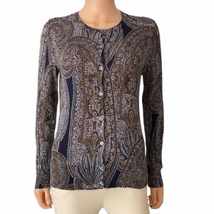 Ann Taylor cotton button print cardigan